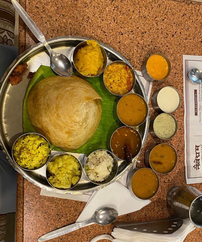 Home-cooked South Indian meal